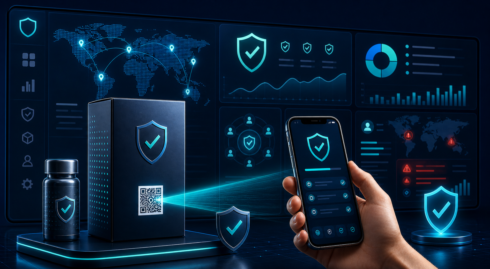 TrustQR brand protection dashboard showing QR product verification, customer trust, and scan intelligence