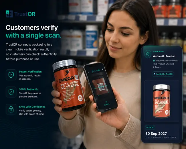 Customer scanning a product QR code to verify authenticity